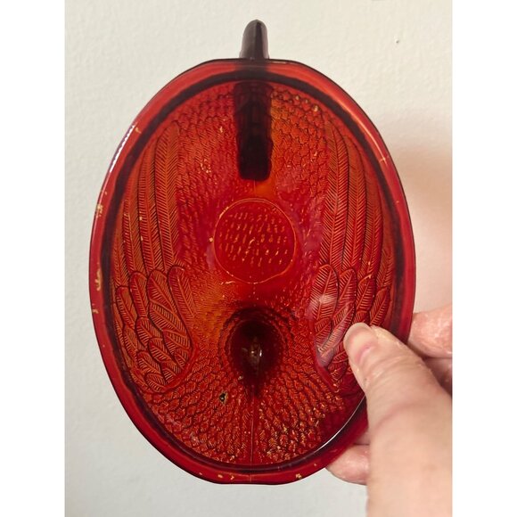 VTG Indiana Glass Ruby Red Glass Hen on Nest Dish Flashed Painted Farmhouse MCM - Picture 11 of 14